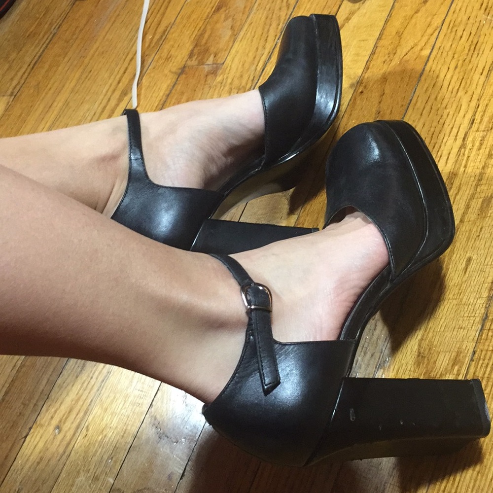 Maripé Vintage black platform stacked heels - Picture 1 of 7